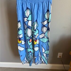 Anthropologie Alliop Blue Floral Wide-Leg Pull-On Pants